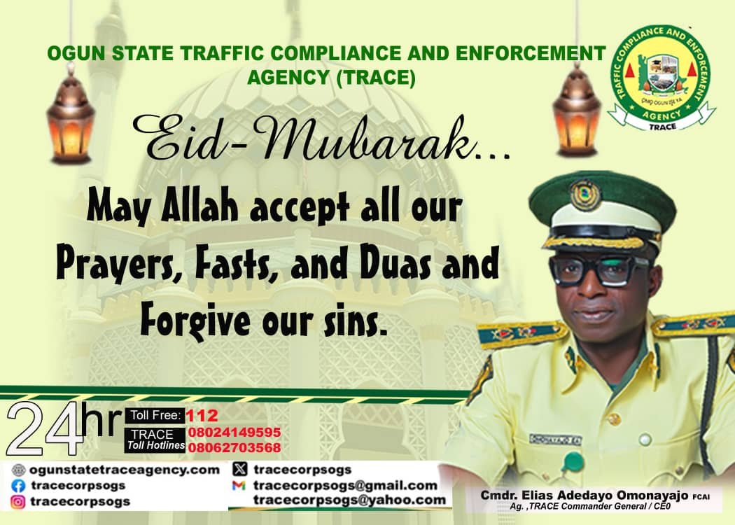 Read more about the article EID- EL- KABIR: TRACE PLEDGE TO ENSURE SAFETY ON OGUN 27 MAJOR TRAFFIC CORRIDORS